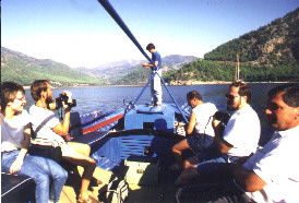 Mit unseren F�ssenern den Flu� Dalyan hinauf